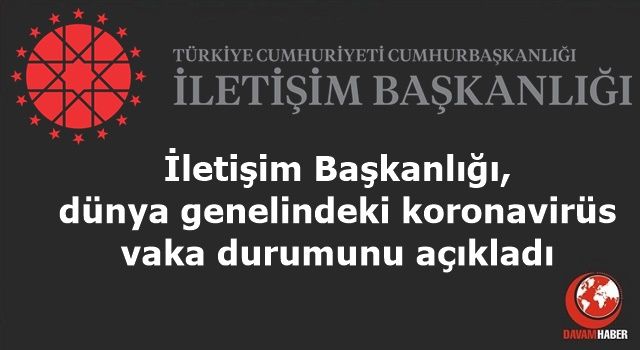 İletişim Başkanlığı, dünya genelindeki koronavirüs vaka durumunu açıkladı