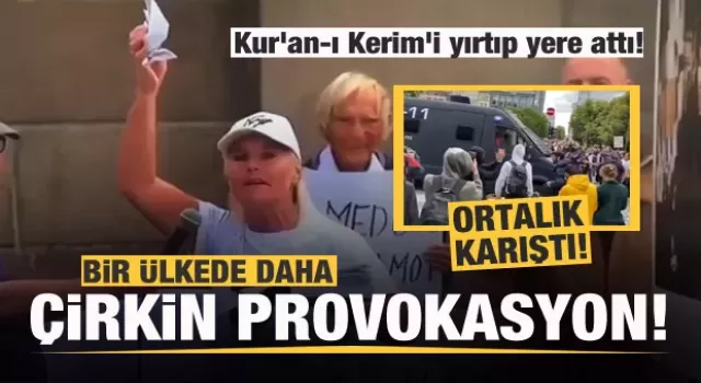 Bir çirkin provokosyon daha! Kur'an-ı Kerim'i yırtıp yere attı