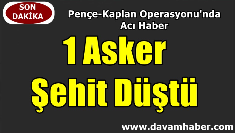 Pençe-Kaplan Operasyonu'nda 1 asker şehit