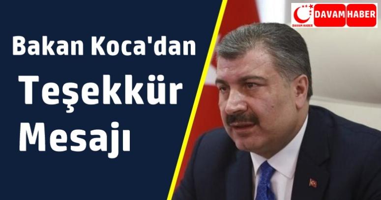 Bakan Koca'dan Teşekkür Mesajı