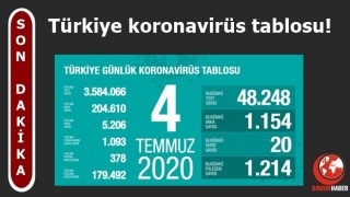 Türkiye'nin Günlük Koronavirüs Raporu Açıklandı